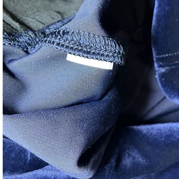 SPANX Navy Blue High Waist Velvet Velour Stretch Leggings Pants Women’s Medium - Picture 5 of 6